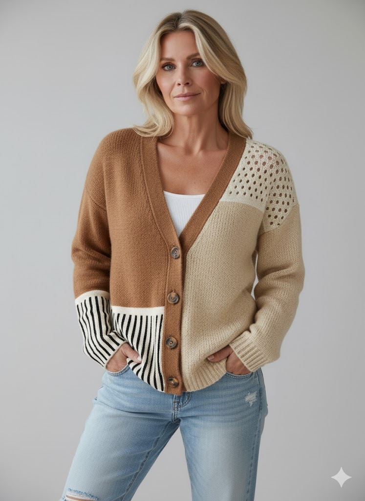 Minimalist  Abstract Polka Dots Print Buttoned Cardigan Sweater